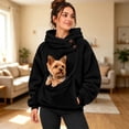 thumbnail image 2 of Pet Pouch Hoodie for Women Dog Carrier Sweatshirt Small Pet Carrier Hoodie Button Neck Large Pet Pouch Long Sleeve Fleece Pullover Oversized Casual Solid Color with Kangaroo Pocket, 2 of 5