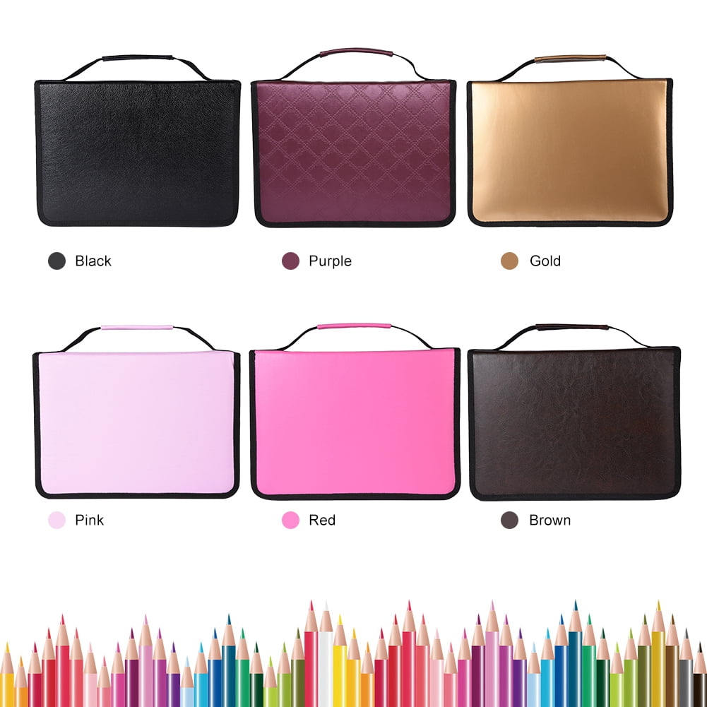 Tebru Foldable Pencil Case, Art Pencil Case,150 Slots Large Capacity PU Leather Fabric Pencil Case Zipper Pen Bag(pencils Are Not Included )