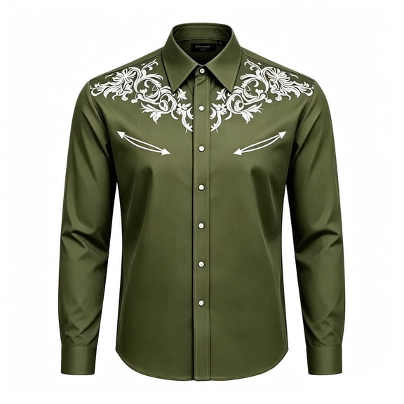 Wxolcjlv Boys Western Cowboy Shirt Casual Graphic Buttons Down Long Sleeve Shirt, Szies 4-13