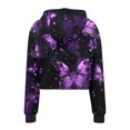 thumbnail image 3 of Women Casual Hooded Sweatshirts Long Sleeve Crop Hoodies (Black L), 3 of 3
