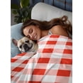 thumbnail image 3 of Orange Red Checkered Twim Size Flat Sheet, Wrinkleproof & Fadeproof Cooling Flat Bed Sheet Only, Farmhouse Buffalo Plaid Breathable Soft Bedding Top Sheets 66 x 96 Inches, 3 of 8