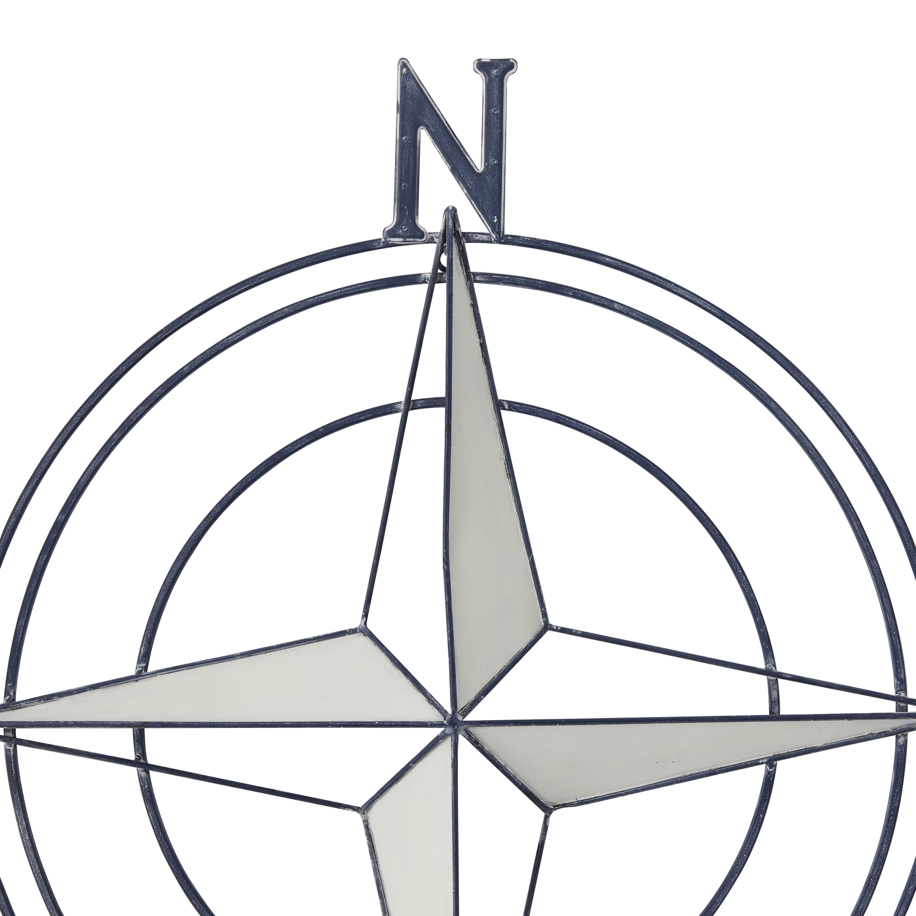 DecMode Dark Blue Metal Compass Wall Decor