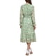 thumbnail image 3 of Vestido de mujer Inspire Chic con flores, cuello alto, volantes, mangas largas, fluido, de gasa, corte A, midi, gris verde, talla S, 3 of 6