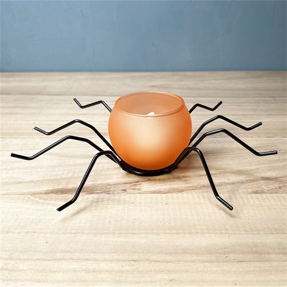 Clearance Under $5 Glass Spider Candle Holder – Vintage Halloween Tealight Holder with Spider Design for Party Table Centerpiece Decor