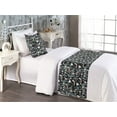 thumbnail image 2 of Asian Bed Runner Set, Tropical Peacock Bird Prints and Jungle Leaves Blooming Folk Flowers, Decorative Bedding Scarf & a Pillow Sham for Hotels Homes, Twin, Laurel Green Rose and Ivory, by Ambesonne, 2 of 3