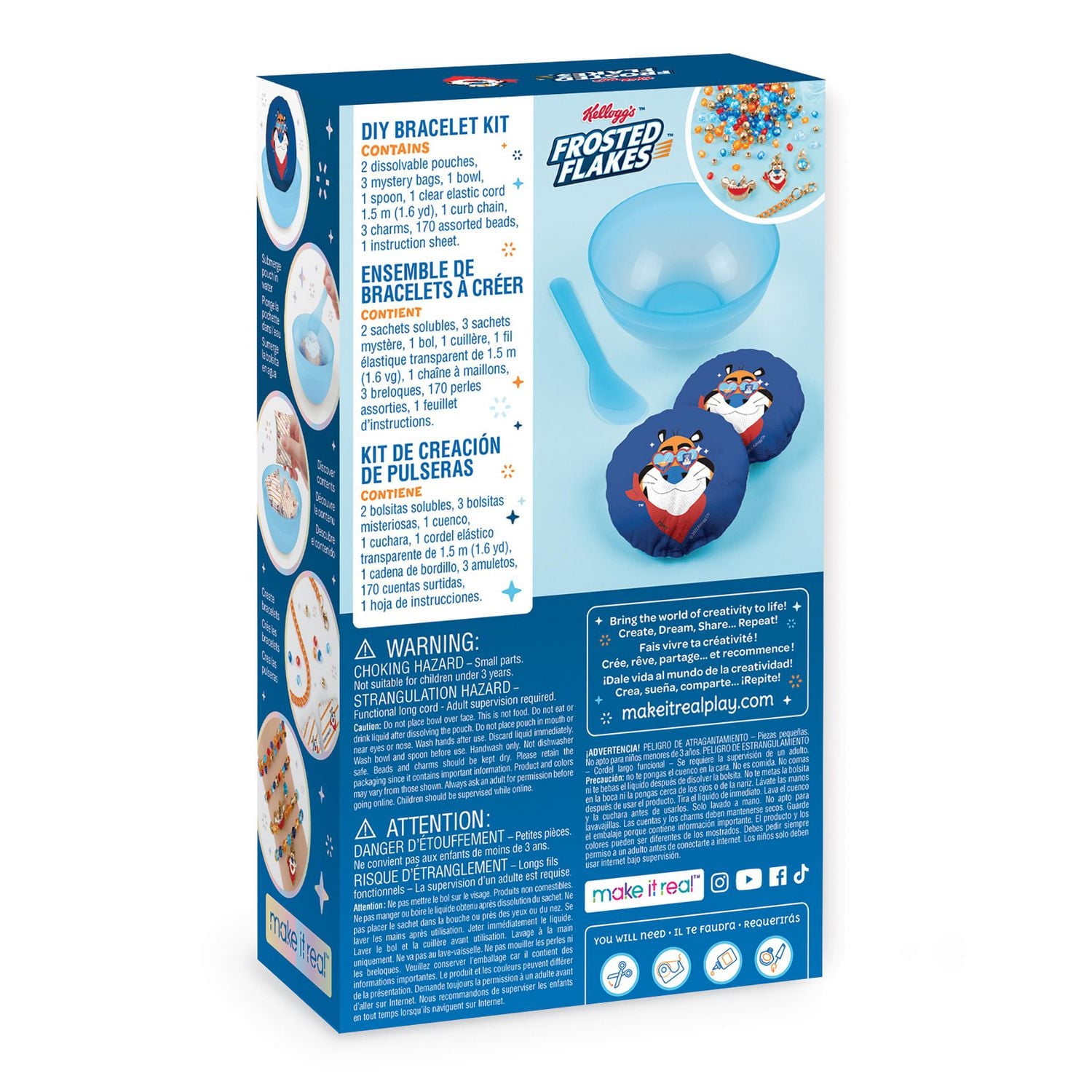 Make It Real Kellogg's Frosted Flakes Cereal Bracelet Craft Kit for Kids Ages 8 and up