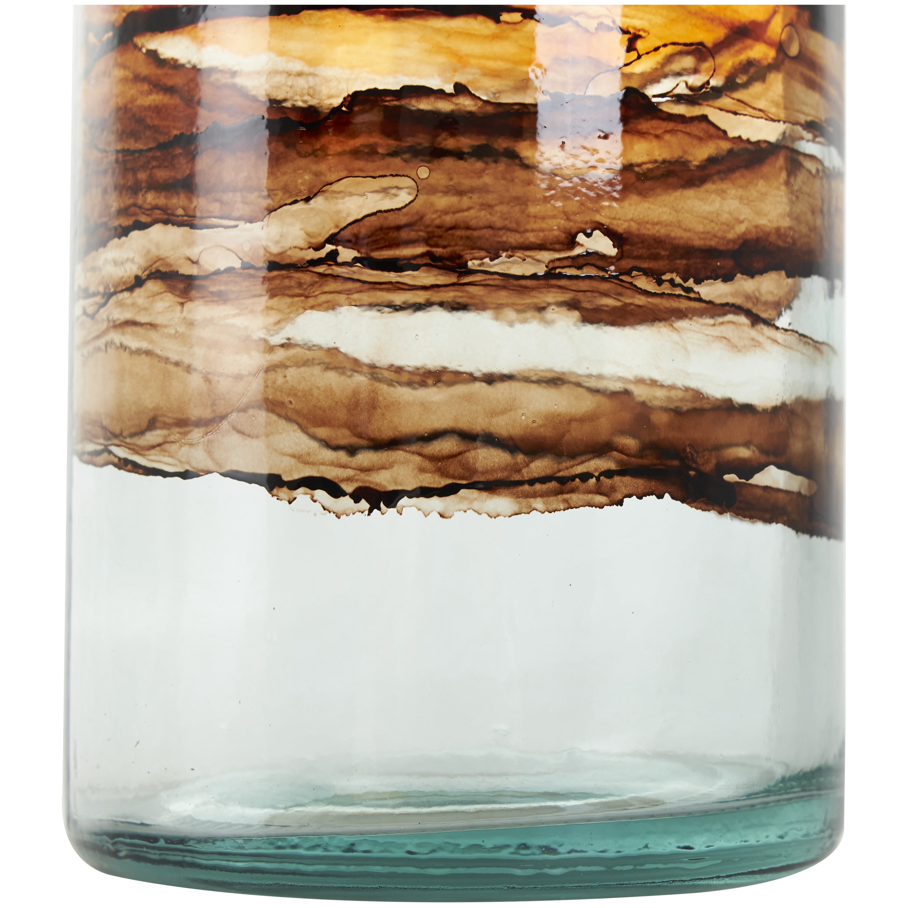 DecMode 22" Abstract Recycled Glass Vase with Swirled Colored Glass Bands