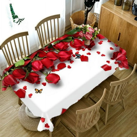 

3D Table Cloth Waterproof Tablecloth Rectangular Red Rose for Wedding ration Party Coffee Living Room Desk Cover Manteles