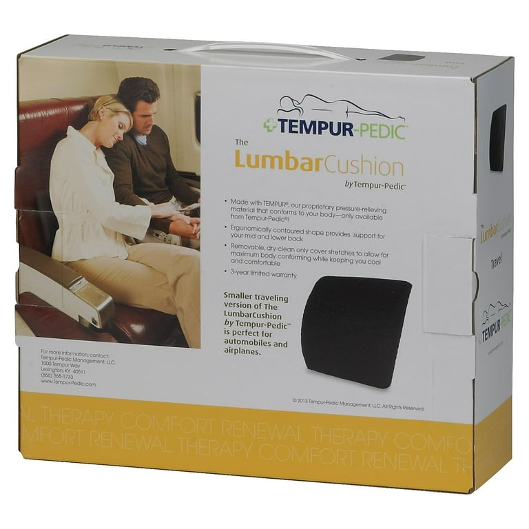Tempur-pedic Travel Lumbar Cushion With Fabric Cover Black Tptrvlum-blk :  Target