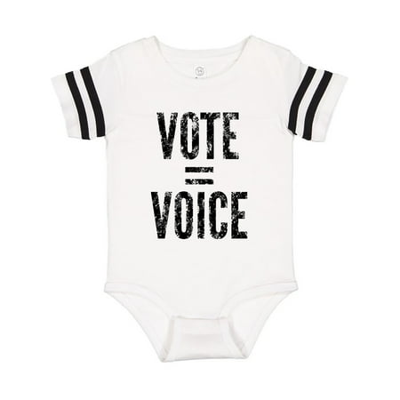 

Inktastic Vote Equals Voice Distressed Black Text Gift Baby Boy or Baby Girl Bodysuit