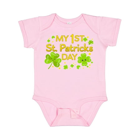 

Inktastic My First St. Patricks Day-cute Smiling Clovers Gift Baby Boy or Baby Girl Bodysuit