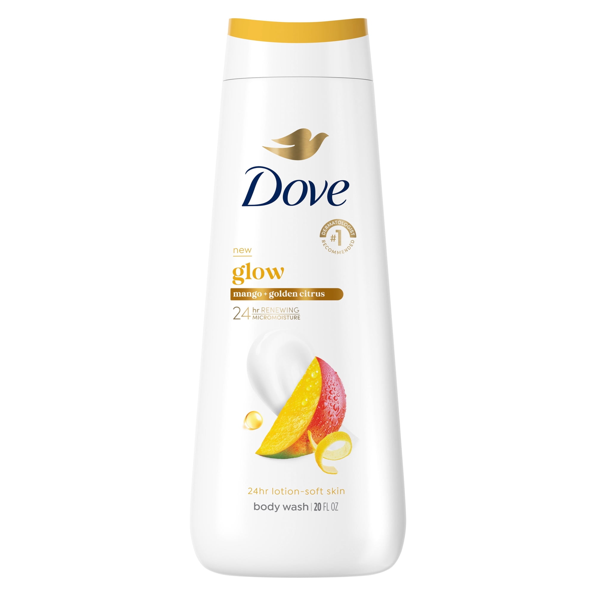 Dove Body Wash For 24hr Lotion-Soft Skin Glow Mango & Almond Butter Moisturizing Skin Cleanser With No Sulfates No Parabens ,20 fl oz