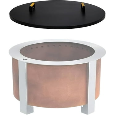 FEBTECH 35" Round Fire Pit Cover Recommended for 34.5 Inch Smokeless Fire Pit with Heat Resistant Coating