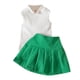 thumbnail image 1 of Gibobby Conjunto de 2 uds de Lana Camiseta sin mangas para niñas pequeñas, Tops, faldas con tirantes, vestido a cuadros, 2 uds., conjunto de ropa de princesa(Verde, 3-4 Años), 1 of 5