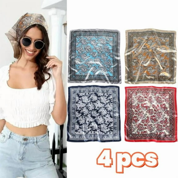 4 PCS 23” Satin Bandanas for Women Head Scarf Like Silk Scarf for Hair Scarf Satin Neck Scarf Silk Hair Bandana Headscarf, Textiles & Soft Furnishings