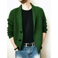 thumbnail image 1 of CEHVOM Men's Solid Color Lapel Long-sleeved Single-breasted Sweater Coat, 1 of 5