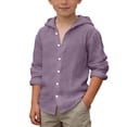 thumbnail image 5 of EliteGoogv Boys T Shirts Crew Neck Long Sleeve Solid Color T Shirts For Boys Lightweight Vacation Tee Tops Casual Summer Fall Tees Light Purple 8-9 Years, 5 of 5