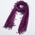 thumbnail image 2 of Lightweight Feminine teardrop fringe Vintage Lace Scarf Mesh Crochet Tassel Scarfs for Women, 2 of 4