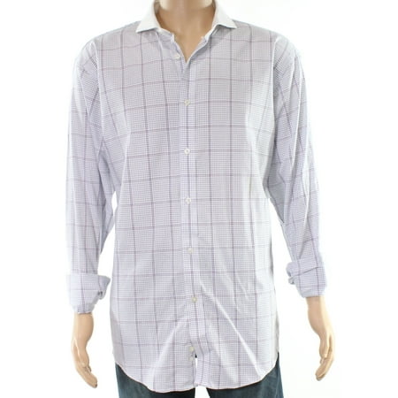 Sean John Dress Shirts - White Mens Grid-Pattern Dress Shirt 17 1/2 ...