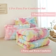 thumbnail image 6 of RYNGHIPY Twin Faux Fur Bedding Set for Girls 3Pcs Rainbow Bubble Comforter Set for Kids Tie-Dyeing Rainbow Bed Comforter Set with 1 Plush Fuzzy Comforter and 2 Pillowcases, 6 of 8