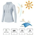thumbnail image 4 of Satankud Women's Long Sleeve Hoodie UPF 50+ Sun Protection UV Hoodie Tops Rashguard with Thumb Hole for Yoga Hiking Sports Tops Light gray S, 4 of 9