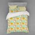 thumbnail image 2 of Ambesonne Floral Bedding Set 3 Pcs, Abstract Carnations Art, Twin, Tan Turquoise Marigold, 2 of 3
