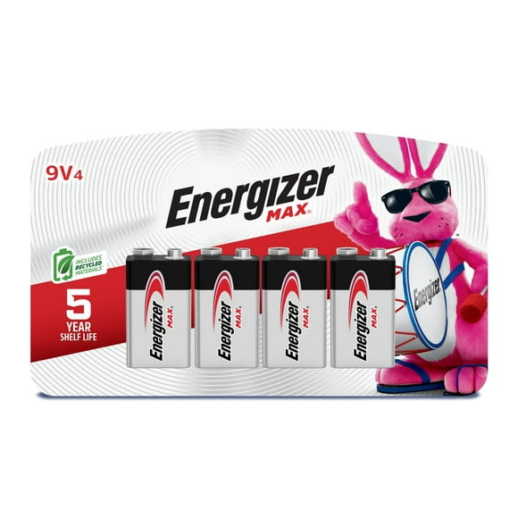 Baterías Energizer MAX de 9 V (paquete de 4), baterías alcalinas de 9 voltios