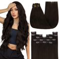 thumbnail image 1 of Extensiones de cabello con clip YoungSee Extensiones de cabello humano marrón Extensiones con clip marrón Extensiones con clip Cabello humano real Extensiones de cabello real marrón más oscuro Clip en, 1 of 5