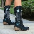 thumbnail image 2 of UngA Cowboy Boots for Women Women's Cowgirl Boots Mid Calf Western Cowboy Boots Round toe Chunky Heel Ankle Boots Green,7.5, 2 of 7