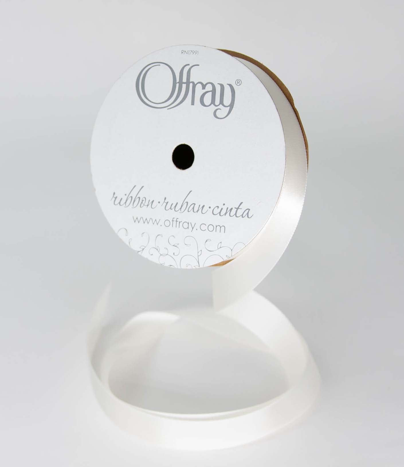 (4 pack) Offray Ribbon, Single Face Satin Ribbon, Antique White, 5/8" x 18 feet, Polyester Ribbon, 1 Each