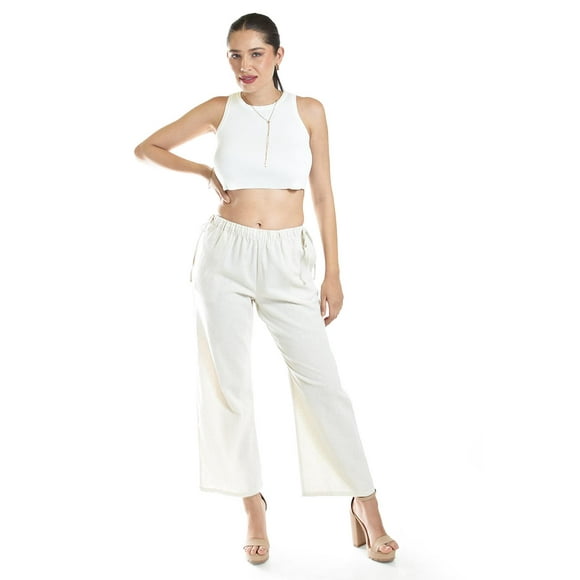 Pantalón de lino con lazos Roman Fashion /Juvenil, 8055 (Arena) beige G