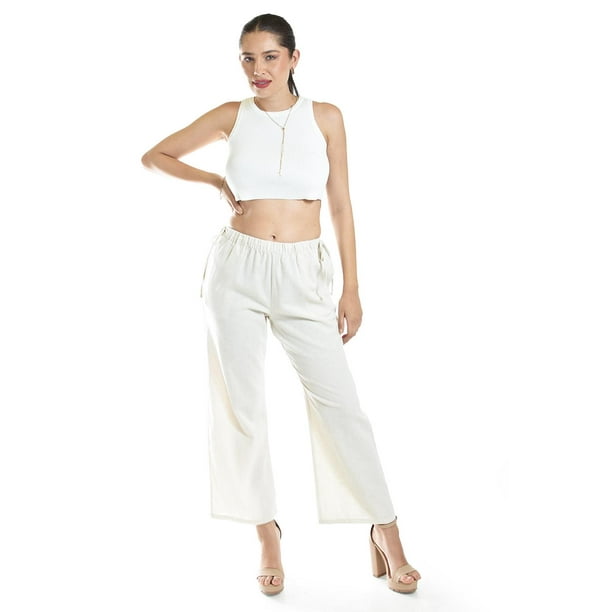 Pantalón de lino con lazos Roman Fashion /Juvenil, 8055 (Arena) beige G