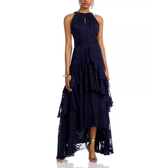 Aqua Womens Ruffled Maxi Evening Dress