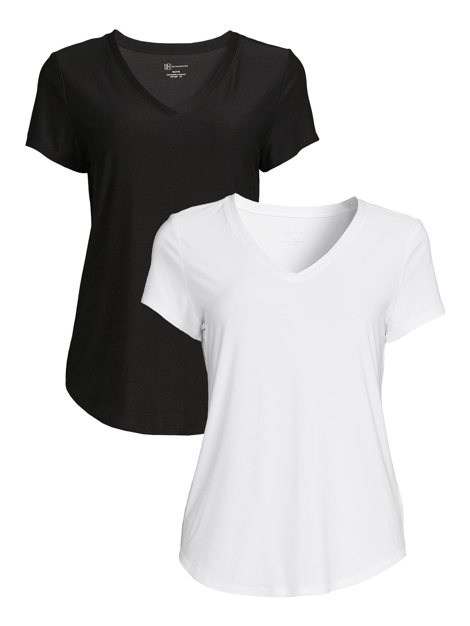 No Boundaries Juniors V-Neck T-Shirts 2-Pack, XS-XXXL