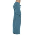 thumbnail image 6 of EaskTriop Women's Wide Leg Cargo Pants Flare Lounge Trousers with Utility Pockets Elastic Waist Drawstring Lightweight Hiking Casual Pant, 6 of 6