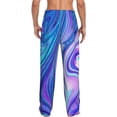 thumbnail image 3 of Picia Swirl Blue And Purple Mens Soft Woven Cotton Elastic Waistband Sleep Pajama Pant Lounge Sleep Pant With Pockets And Drawstring-Small, 3 of 9