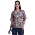 thumbnail image 1 of Moomaya Haut Col Rond Imprimé pour Femme Blouse Manches Coude Tunique Formelle Wear, 1 of 5