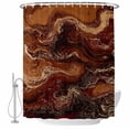 thumbnail image 2 of Brown Marble Waterproof Fabric Shower Curtain,Ombre Abstract Striped Mottled Aesthetic Waterproof Fabric Shower Curtain for Bathroom Curtains Bathtubs Shower Curtains with 12 Hooks Standard 72x72, 2 of 8