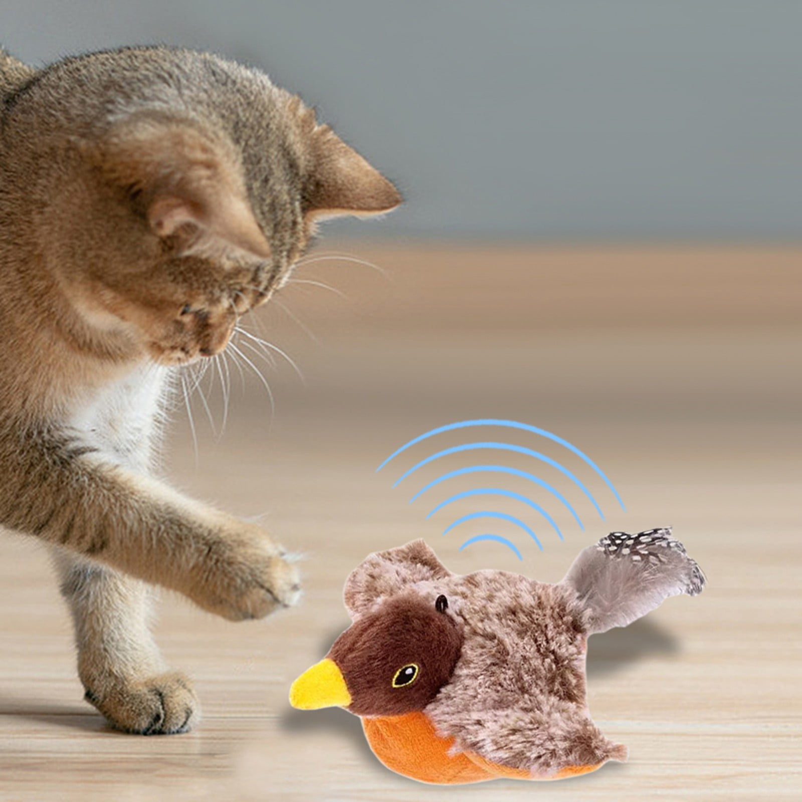 Pet Toys Cat Interactive Birds Toy for Indoor Play with Chirping and Flapping Motion Ivibrate Sound- Bird Cat Toy for Engagement Safe and Materials