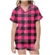 thumbnail image 1 of Odeerbi 2-12 Años Niños Niñas Pijama de Verano de Satén Con Solapa de Muesca Camisas de Manga Corta Pantalones Cortos Conjunto Suave Estampado Retro de Cuadros Ropa de Dormir, 1 of 6
