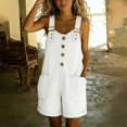 thumbnail image 6 of Shortalls for Women Denim Shortalls Button Front Wide Leg Adjustable Tie Straps Pockets Plus Size Cooling Shirt Fall Outfits for Women Casual Autumn Tops,White,M, 6 of 8