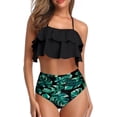 thumbnail image 3 of Tempt Me Trajes de baño de dos piezas para mujer, bikini de cintura alta, con volantes y control de barriga, trajes de baño halter, 3 of 4