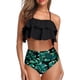 thumbnail image 3 of Tempt Me Trajes de baño de dos piezas para mujer, bikini de cintura alta, con volantes y control de barriga, trajes de baño halter, 3 of 4
