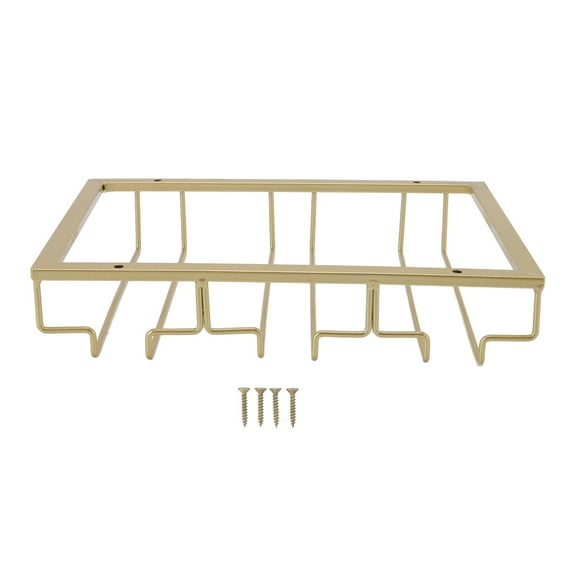 Wine Rack, Iron Display Saving Space Glass Rack Under Cabinet, Wine Glass Holders Under Shelf Storage Hanger for Bar Pub Kitchen Cabinet (Oro)