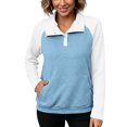 thumbnail image 5 of Cmfcve Plus Size Button V Neck Pullover Sweatshirts for Women Fashion Color Block Loose Fit Casual Long Sleeve Fall Shirts, 5 of 9