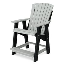 Wildridge Heritage High Adirondack Chair, Light Gray and Black - All-Weather Recycled Plastic Furniture for Patio, Deck, Lawn