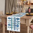 thumbnail image 2 of Lake Paddles 70 Inch Table Runner, Summer Watercolor Teal Blue Striped Farmhouse Dresser Scarf Cotton & Linen Tablerunner for Dining/Kitchen Island/Holiday Party Décor 13" x 70", 2 of 9
