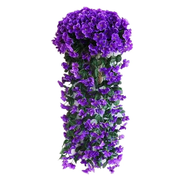 Flores artificiales colgantes, 2,7 pies de rosal para decoración del hogar, habitación, jardín, boda, interior y exterior (morado)