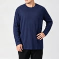 thumbnail image 6 of UVEASISHA Men's Solid Color Long Sleeve T-Shirts Business Casual Regular Fit Tees Fall Lightweight Stretchy Undershirts Soft Comfy Pajama Tops Blue M, 6 of 9