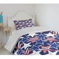 thumbnail image 4 of Ambesonne 4th of July Quilted Bedspread Set 2 Pcs, Patriotic American Star, Twin Size, Royal Blue White and Red, 4 of 6